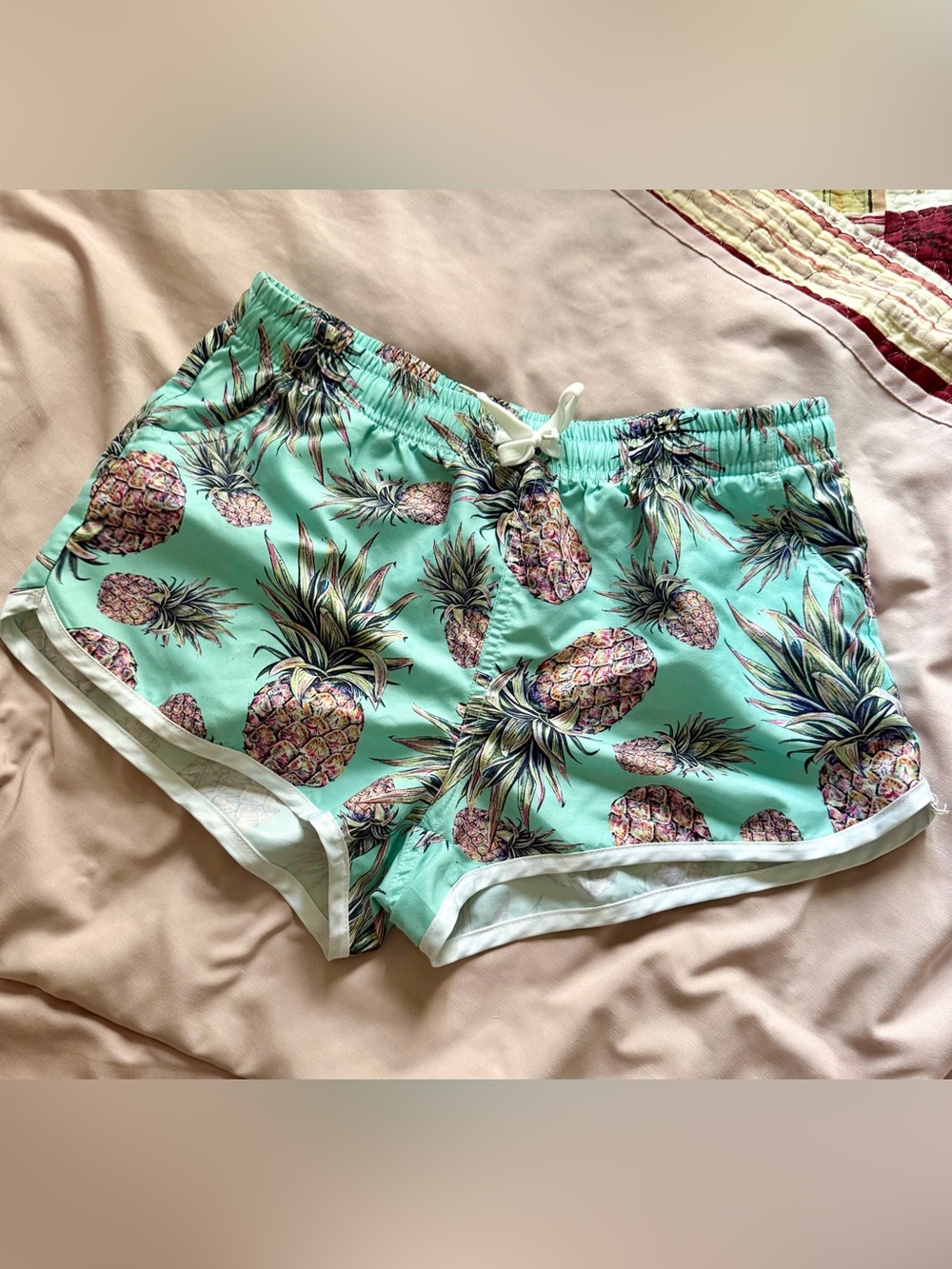 Pineapple Print Women's Swim/Beach Shorts - Mint